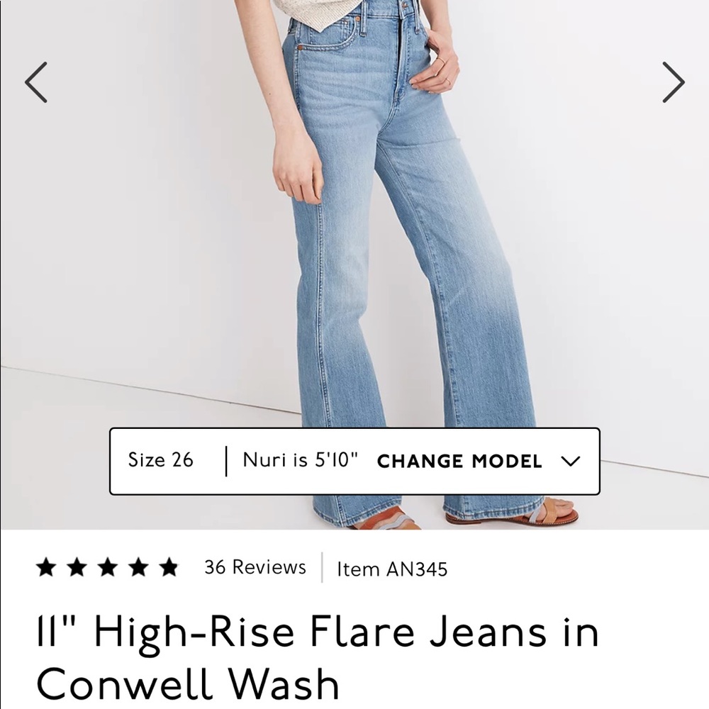 Madewell 11” High Rise Flare Jeans 30